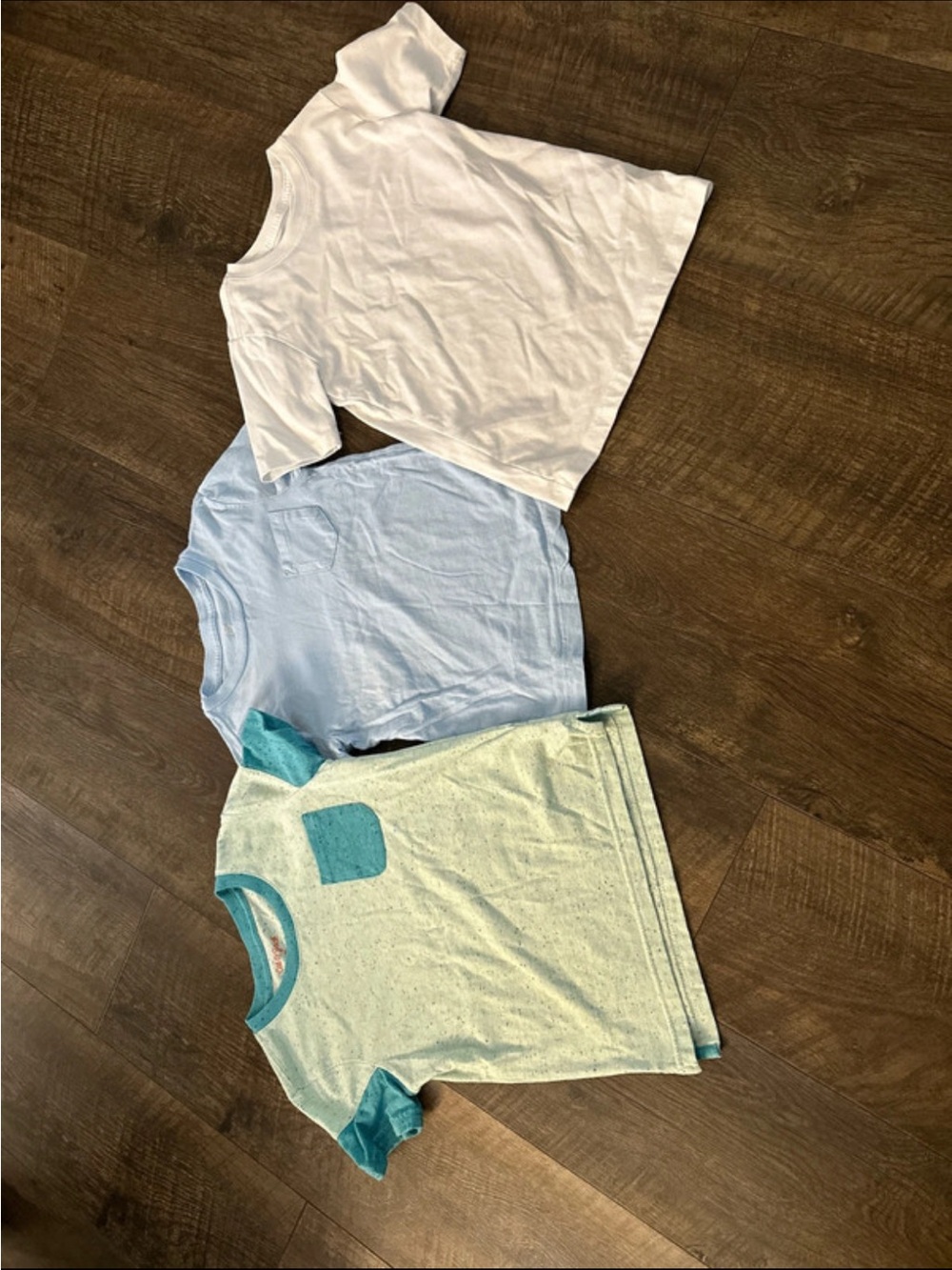 Kids Short-Sleeve Tee Pack - White, Light Blue, Mint with Teal Trim- 5 total